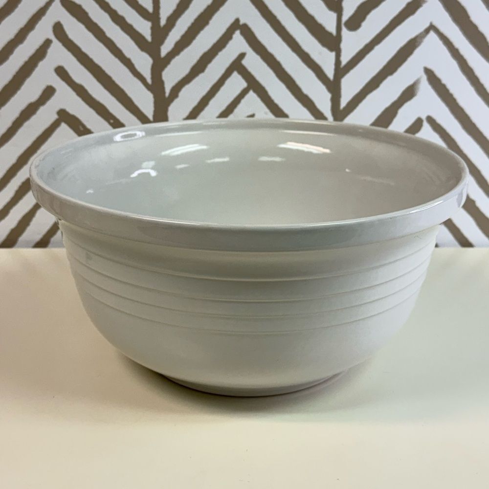 Beautiful White Mixing Bowl with Ribbed Design Made in Portugal Heavy Weight